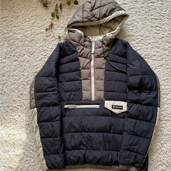 Columbia Black Brown Colorblock Anorak Jacket - Picture 3 of 10